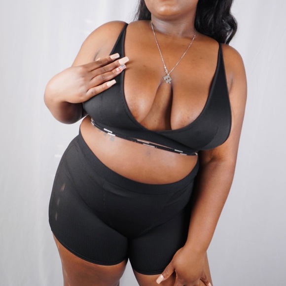 Ribbed Bralette & Brief Set Plus Size - Picture 1 of 6